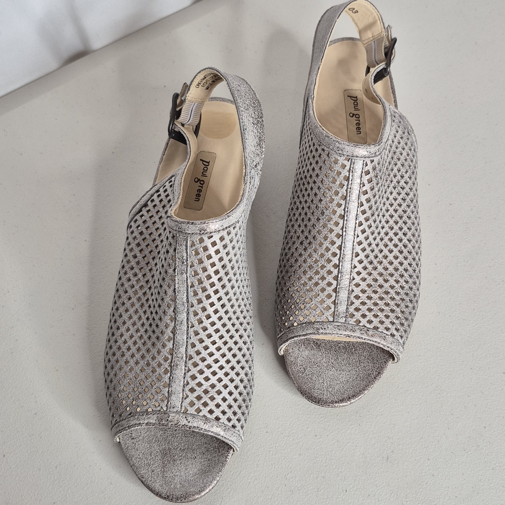 Paul Green Lois Perforated Slingback Sandals - Size 8